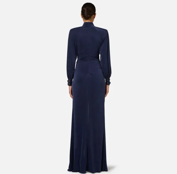 Elisabetta Franchi Abiti Red Carpet | Red Carpet^Abito red carpet in jersey cupro con nodo Navy