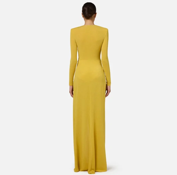 Elisabetta Franchi Abiti | Abiti Red Carpet^Abito red carpet in jersey lurex con nodo e accessorio logo Mimosa