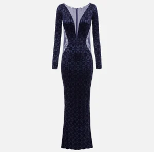 Elisabetta Franchi Abiti Red Carpet | Red Carpet^Abito red carpet in lycra flock e tulle Navy