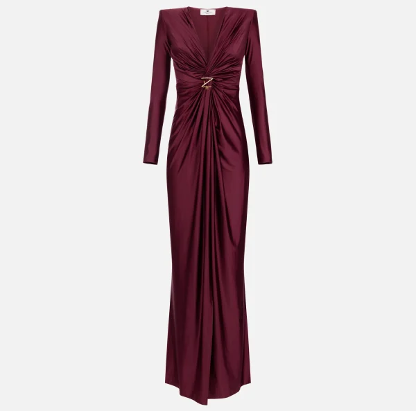 Elisabetta Franchi Abiti Red Carpet | Red Carpet^Abito red carpet in lycra con nodo e accessorio logo RougeNoir