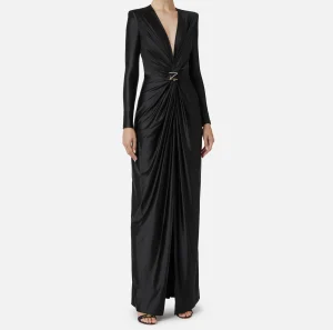 Elisabetta Franchi Abiti Red Carpet | Red Carpet^Abito red carpet in lycra con nodo e accessorio logo Nero