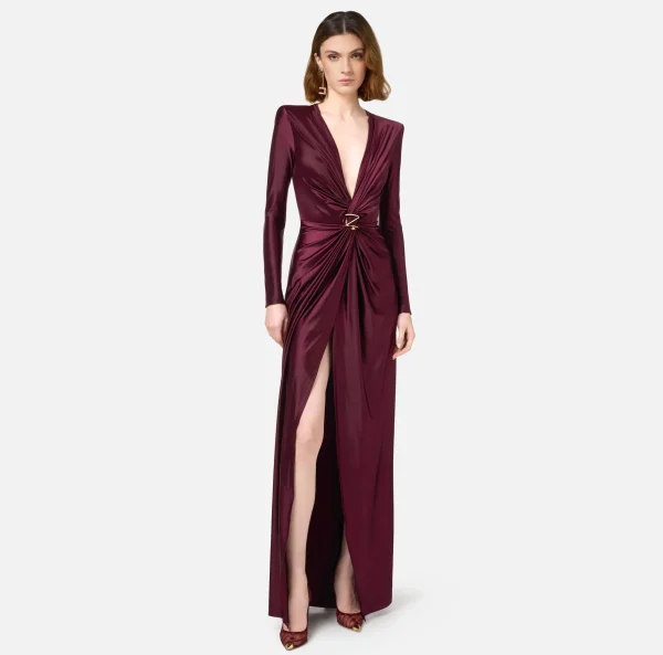 Elisabetta Franchi Abiti Red Carpet | Red Carpet^Abito red carpet in lycra con nodo e accessorio logo RougeNoir