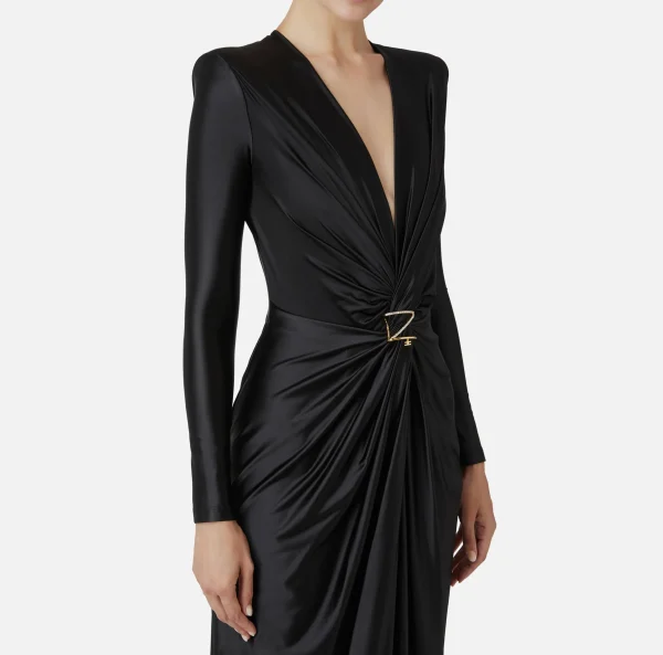 Elisabetta Franchi Abiti Red Carpet | Red Carpet^Abito red carpet in lycra con nodo e accessorio logo Nero