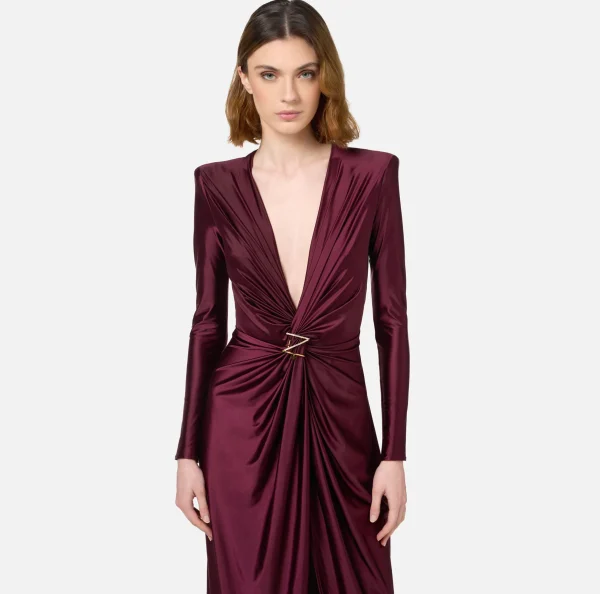 Elisabetta Franchi Abiti Red Carpet | Red Carpet^Abito red carpet in lycra con nodo e accessorio logo RougeNoir