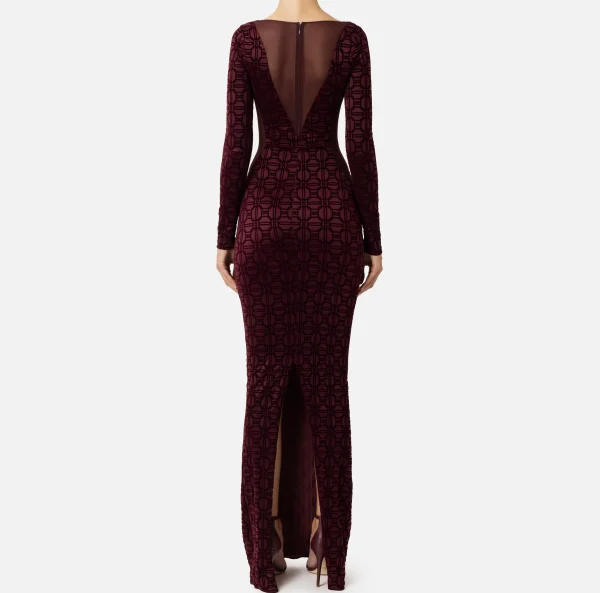 Elisabetta Franchi Abiti Red Carpet | Red Carpet^Abito red carpet in lycra flock e tulle RougeNoir