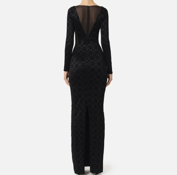 Elisabetta Franchi Abiti Red Carpet | Red Carpet^Abito red carpet in lycra flock e tulle Nero