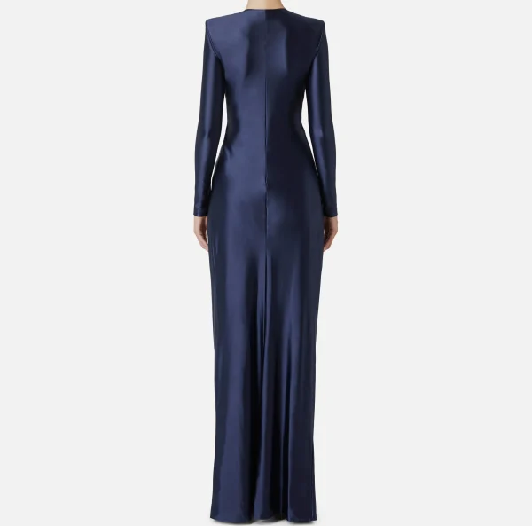 Elisabetta Franchi Abiti Red Carpet | Red Carpet^Abito red carpet in lycra con nodo e accessorio logo Navy