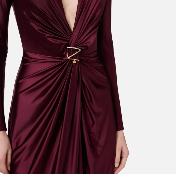 Elisabetta Franchi Abiti Red Carpet | Red Carpet^Abito red carpet in lycra con nodo e accessorio logo RougeNoir