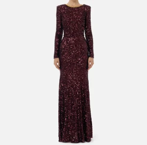 Elisabetta Franchi Abiti Red Carpet | Red Carpet^Abito red carpet in paillettes con catena e strass RougeNoir