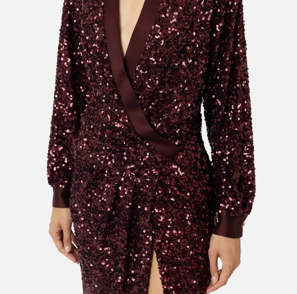 Elisabetta Franchi Abiti Red Carpet | Red Carpet^Abito red carpet in paillettes con inserti in raso RougeNoir