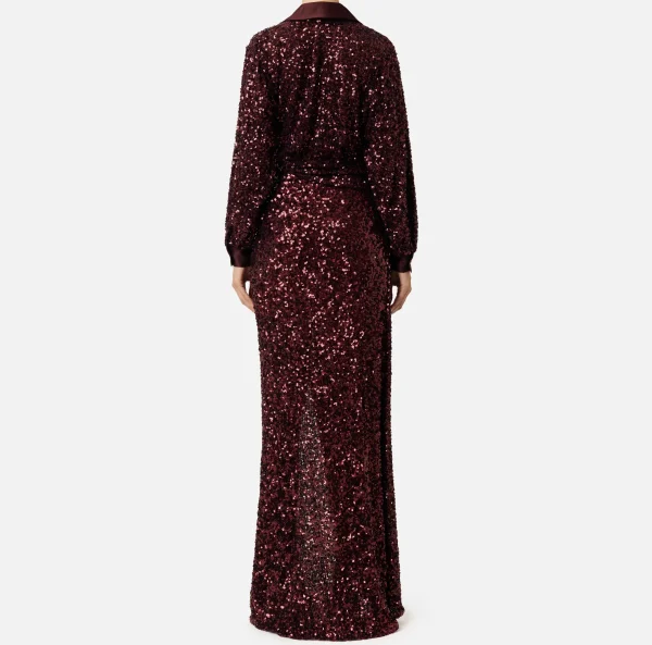 Elisabetta Franchi Abiti Red Carpet | Red Carpet^Abito red carpet in paillettes con inserti in raso RougeNoir