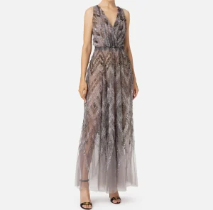 Elisabetta Franchi Abiti Red Carpet | Red Carpet^Abito red carpet in tulle con ricamo paillettes chevron Steel