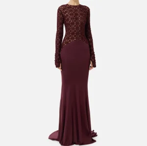 Elisabetta Franchi Abiti Red Carpet | Red Carpet^Abito red carpet in tulle flock ricamato RougeNoir