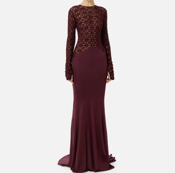 Elisabetta Franchi Abiti Red Carpet | Red Carpet^Abito red carpet in tulle flock ricamato RougeNoir