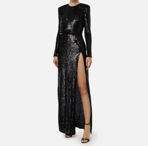 Elisabetta Franchi Abiti Red Carpet | Red Carpet^Abito red carpet in tulle ricamato con paillettes con cut-out Nero