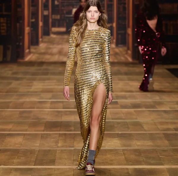 Elisabetta Franchi Abiti Red Carpet | Red Carpet^Abito red carpet in tulle ricamato con paillettes con cut-out Gold