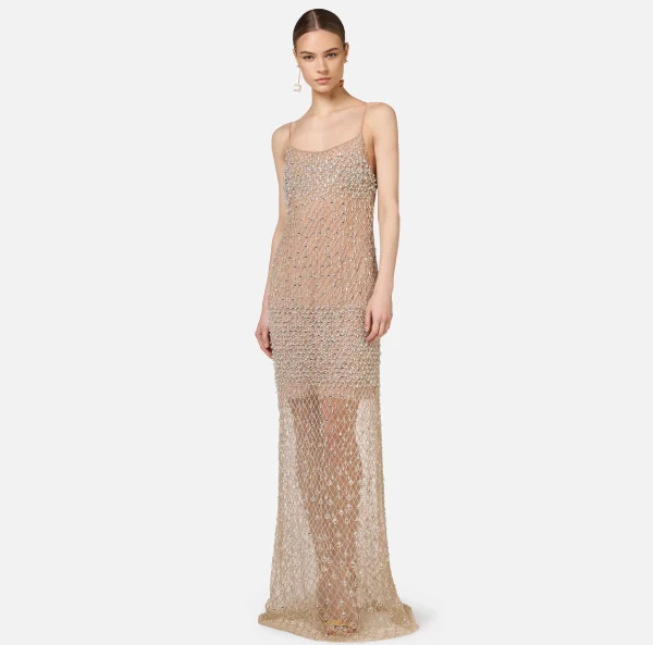 Elisabetta Franchi Abiti Red Carpet | Red Carpet^Abito red carpet in tulle ricamato con paillettes disegno losanga Crystal