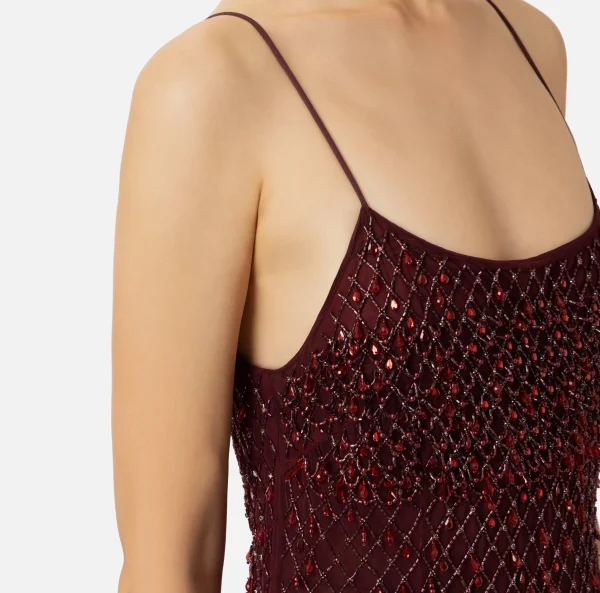 Elisabetta Franchi Abiti Red Carpet | Red Carpet^Abito red carpet in tulle ricamato con paillettes disegno losanga RougeNoir