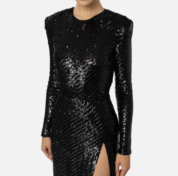 Elisabetta Franchi Abiti Red Carpet | Red Carpet^Abito red carpet in tulle ricamato con paillettes con cut-out Nero