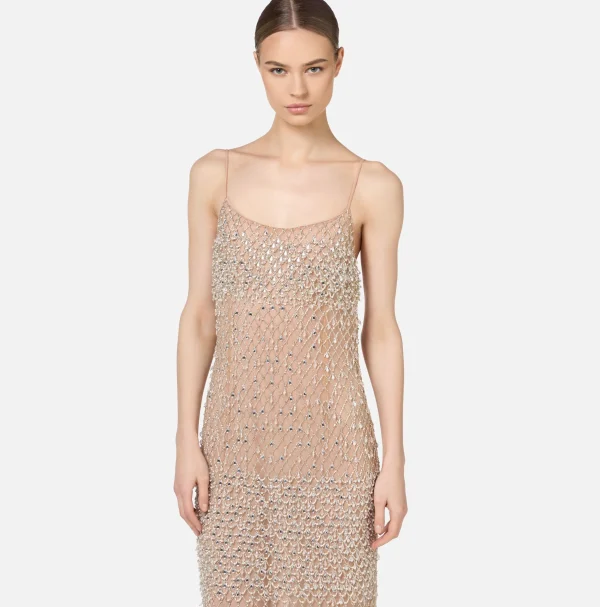 Elisabetta Franchi Abiti Red Carpet | Red Carpet^Abito red carpet in tulle ricamato con paillettes disegno losanga Crystal