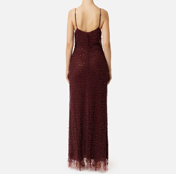 Elisabetta Franchi Abiti Red Carpet | Red Carpet^Abito red carpet in tulle ricamato con paillettes disegno losanga RougeNoir