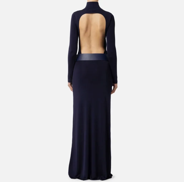 Elisabetta Franchi Abiti In Maglia | Abiti Red Carpet^Abito red carpet in viscosa lucida con cintura Navy