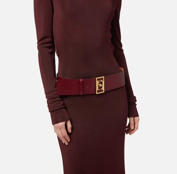 Elisabetta Franchi Abiti In Maglia | Abiti Red Carpet^Abito red carpet in viscosa lucida con cintura RougeNoir