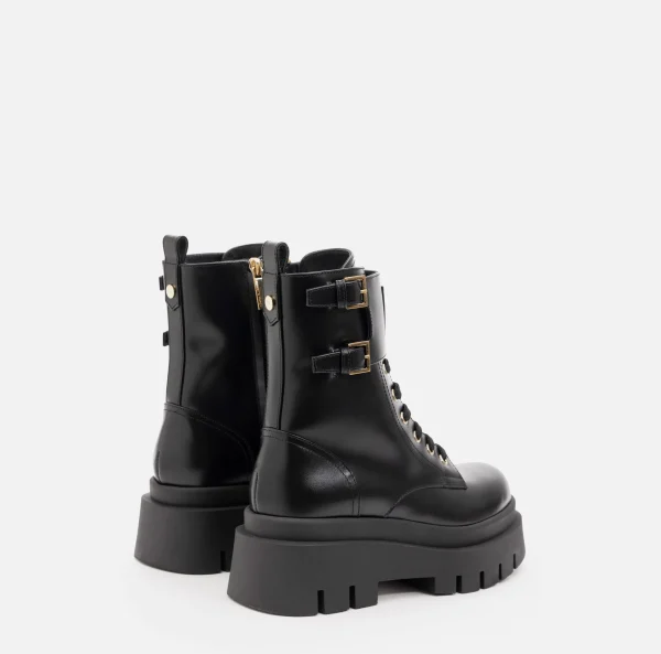 Elisabetta Franchi Stivali^Anfibio in pelle con placca logo Nero