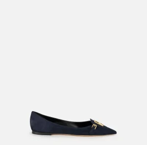 Elisabetta Franchi Sneakers E Scarpe Basse^Ballerina in camoscio con patta scudetto Navy