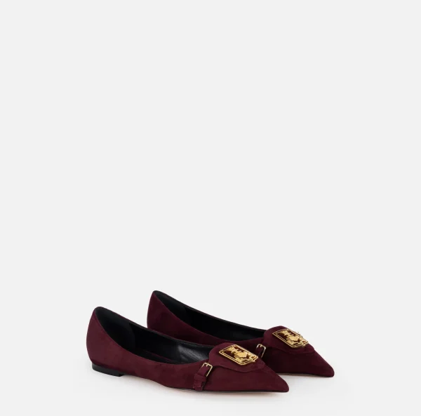 Elisabetta Franchi Sneakers E Scarpe Basse^Ballerina in camoscio con patta scudetto RougeNoir