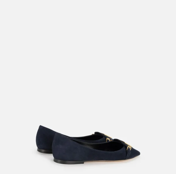 Elisabetta Franchi Sneakers E Scarpe Basse^Ballerina in camoscio con patta scudetto Navy