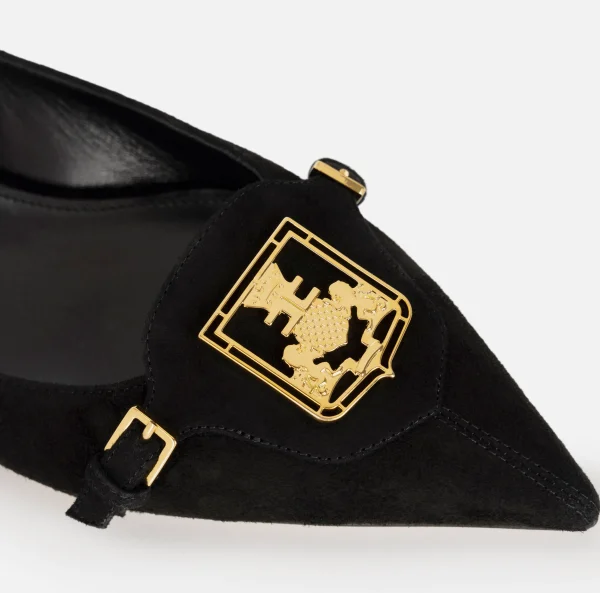Elisabetta Franchi Sneakers E Scarpe Basse^Ballerina in camoscio con patta scudetto Nero