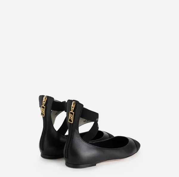 Elisabetta Franchi Sneakers E Scarpe Basse^Ballerina in nappa con elastici jacquard Nero/Nero