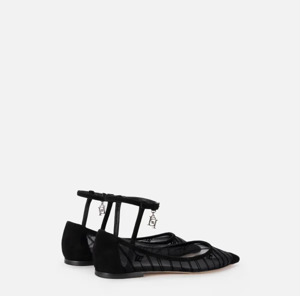 Elisabetta Franchi Sneakers E Scarpe Basse^Ballerina in rete flock Nero
