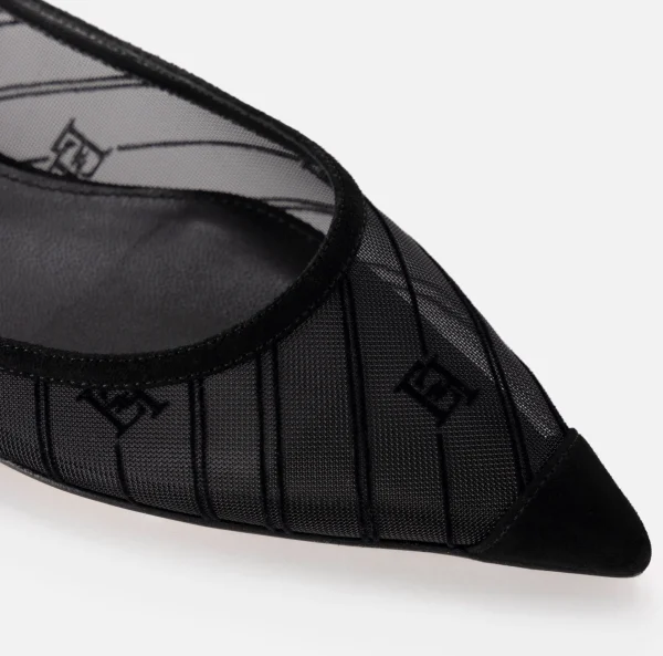 Elisabetta Franchi Sneakers E Scarpe Basse^Ballerina in rete flock Nero