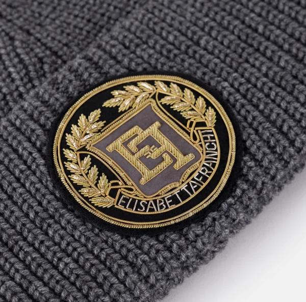 Elisabetta Franchi Cappelli E Guanti^Beanie in lana con patch logo SteelMelange