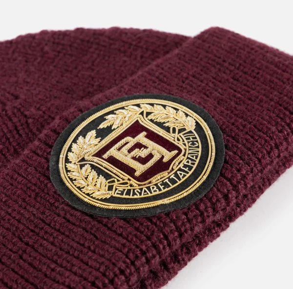 Elisabetta Franchi Cappelli E Guanti^Beanie in lana con patch logo RougeNoir