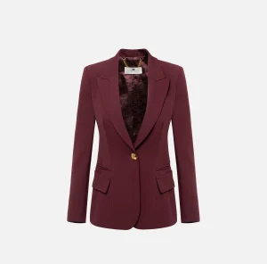 Elisabetta Franchi Giacche & Trench^Blazer in crêpe con revers a lancia RougeNoir
