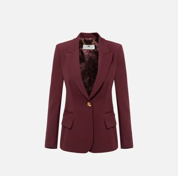 Elisabetta Franchi Giacche & Trench^Blazer in crêpe con revers a lancia RougeNoir