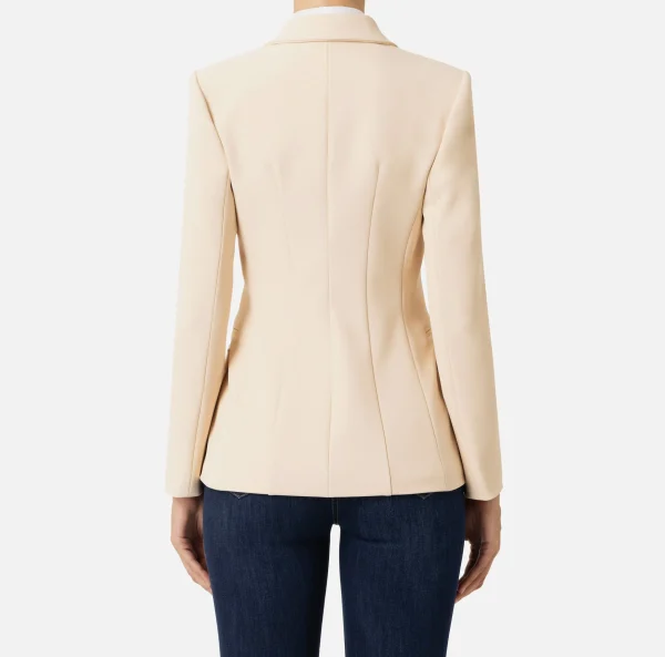 Elisabetta Franchi Giacche & Trench^Blazer in crêpe con revers a lancia Crema