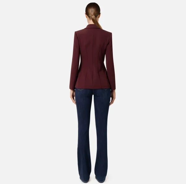 Elisabetta Franchi Giacche & Trench^Blazer in crêpe con revers a lancia RougeNoir