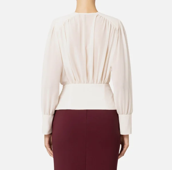 Elisabetta Franchi Camicie E Bluse^Blusa in georgette con baschina Burro