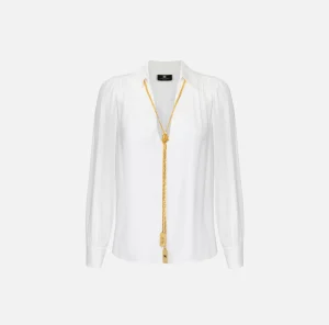 Elisabetta Franchi Camicie E Bluse^Blusa in georgette con charms collana Avorio