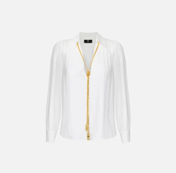 Elisabetta Franchi Camicie E Bluse^Blusa in georgette con charms collana Avorio