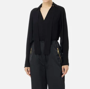 Elisabetta Franchi Camicie E Bluse^Blusa in georgette con foulard Nero