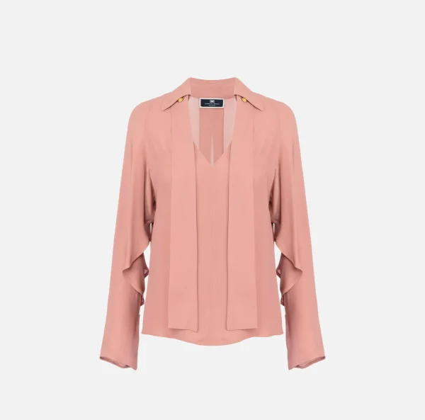 Elisabetta Franchi Camicie E Bluse^Blusa in georgette con foulard Blush