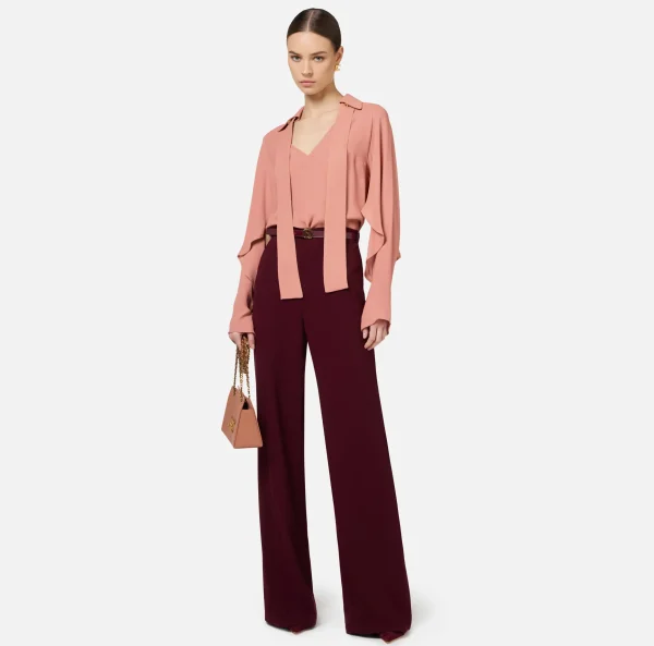 Elisabetta Franchi Camicie E Bluse^Blusa in georgette con foulard Blush