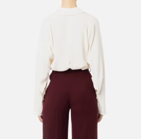 Elisabetta Franchi Camicie E Bluse^Blusa in georgette con foulard Burro