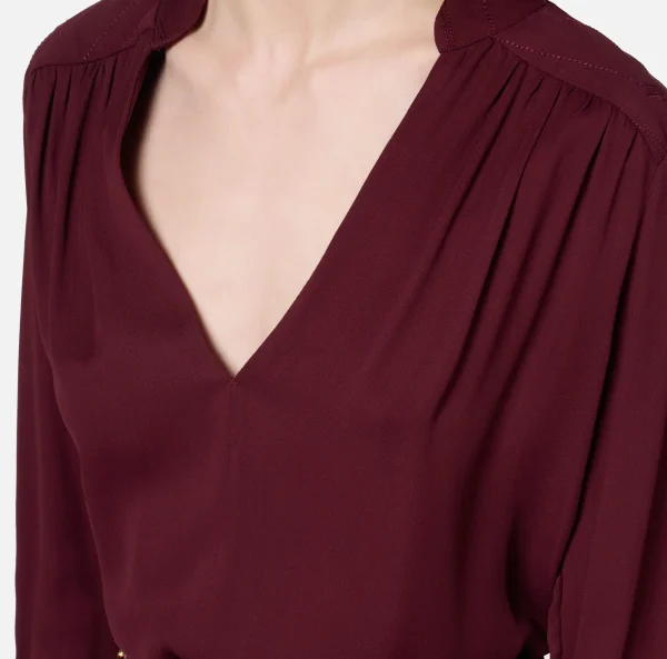 Elisabetta Franchi Camicie E Bluse^Blusa in georgette con pattern a righe RougeNoir
