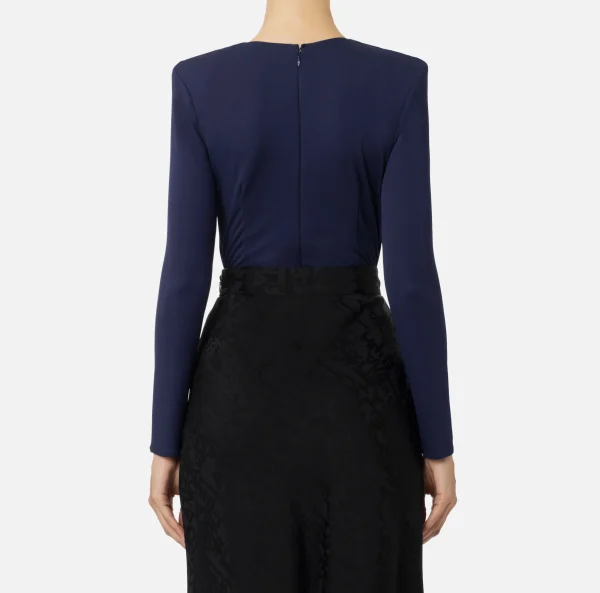 Elisabetta Franchi Top, T-Shirt & Body^Body in jersey con anella gioiello Navy
